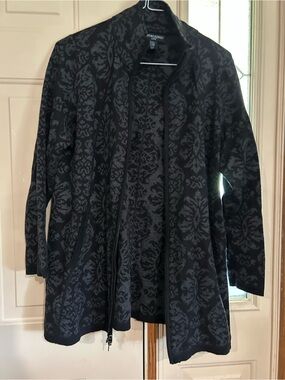 Cynthia Rowley Black Charcoal Jacquard Zip Jacket